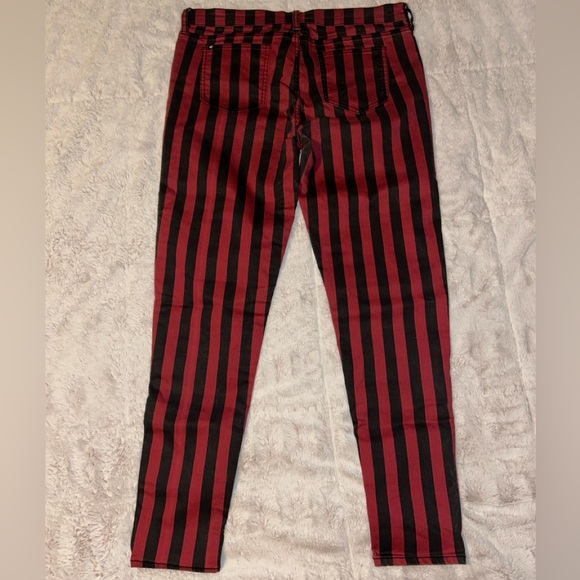Blackheart Red and Black Striped Skinny Pants - Picture 7 of 9